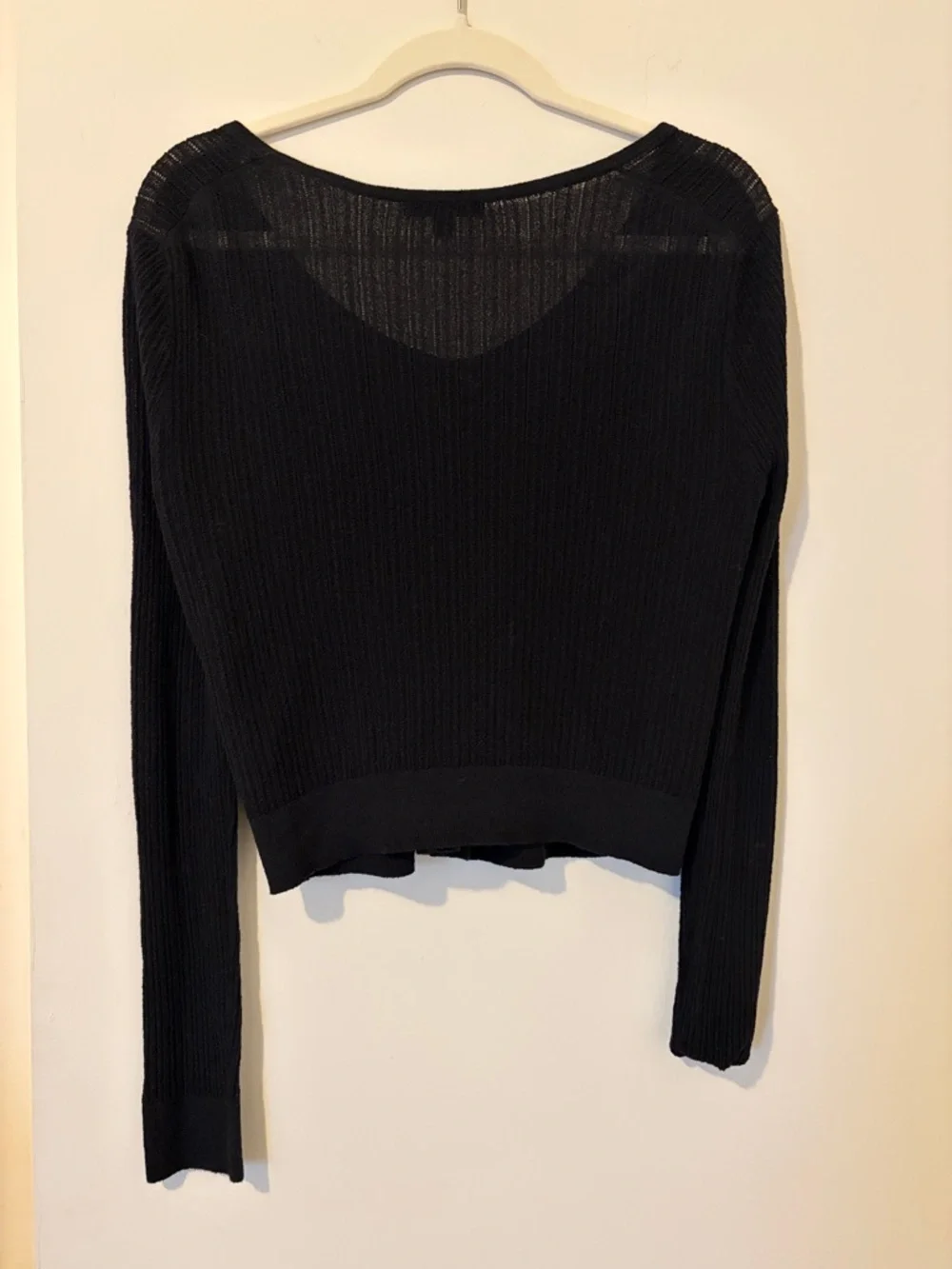 Black Ribbed Button-Up Cardigan Size Small - Picture 4 of 4